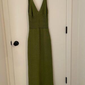 Ronny Kobo Collection Green Sleeveless V-Neck Sheath Maxi Dress
